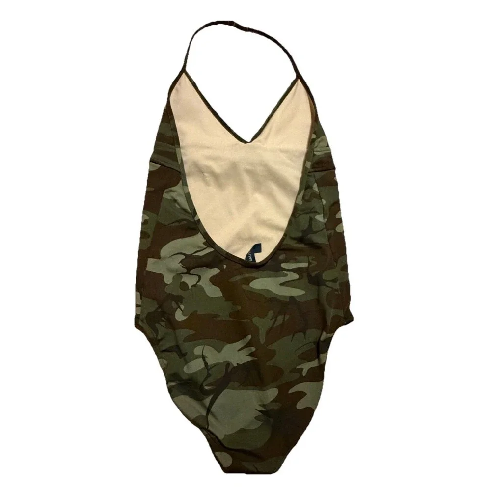 Polo Ralph‎ Lauren Girls 16 Camo One Piece Swimsuit Halter Youth Swimwear